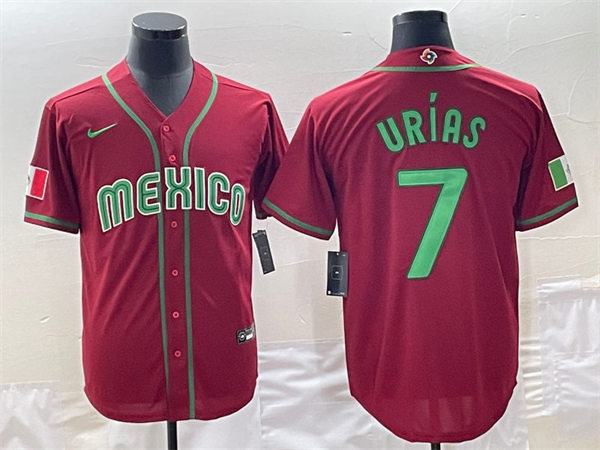 Mens Youth Mexico #7 Julio Urias Red 2023 World Baseball Classic Jersey