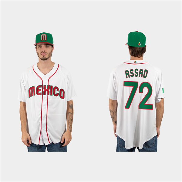 Mens Youth Mexico #72 Javier Assad 2023 World Baseball Classic Jersey - White Red