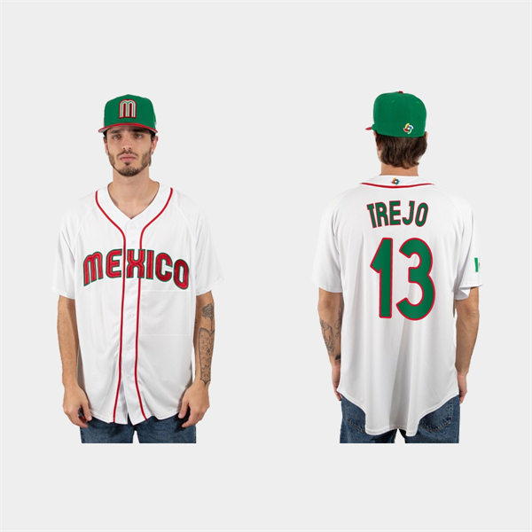 Mens Youth Mexico #13 Alan Trejo2023 World Baseball Classic Jersey - White Red
