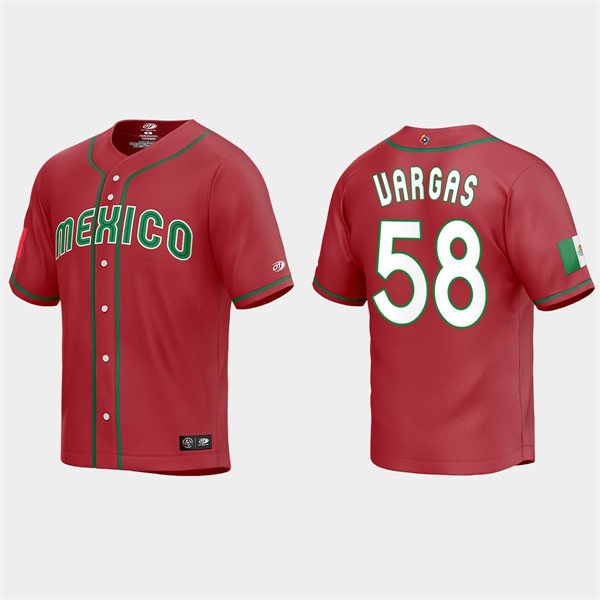 Mens Youth Mexico #58 Cesar Vargas Red 2023 World Baseball Classic Jersey