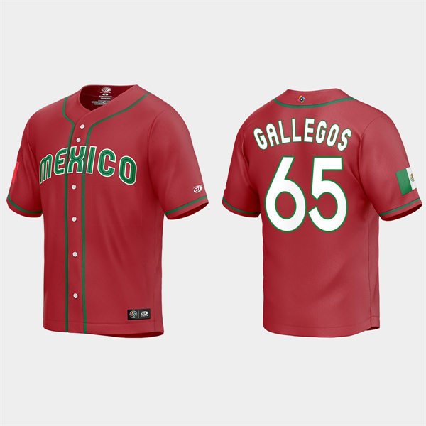 Mens Youth Mexico #65 Giovanny Gallegos Red 2023 World Baseball Classic Jersey