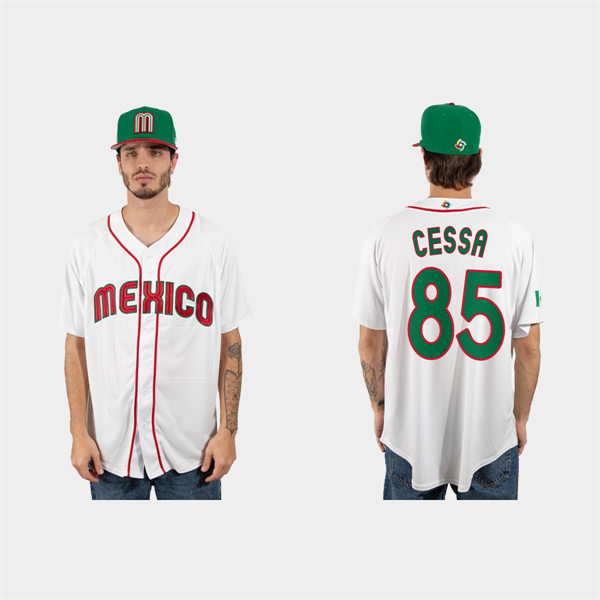 Mens Youth Mexico #85 Luis Cessa 2023 World Baseball Classic Jersey - White Red