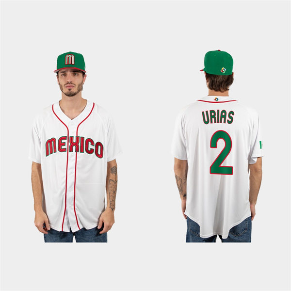 Mens Youth Mexico #2 Luis Urias 2023 World Baseball Classic Jersey - White Red