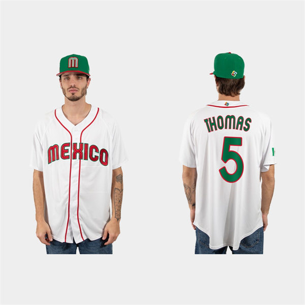 Mens Youth Mexico #5 Alek Thomas 2023 World Baseball Classic Jersey - White Red