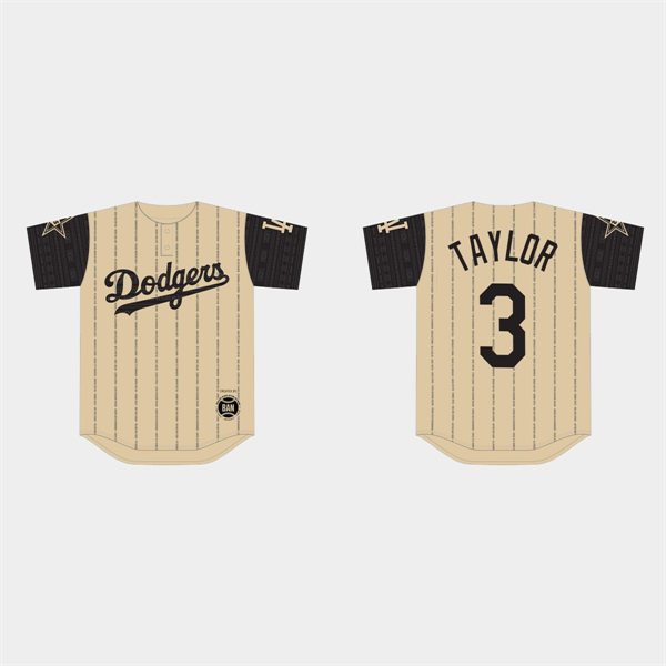 Mens Los Angeles Dodgers #3 Chris Taylor Gold 2022 Black Heritage Night Jersey