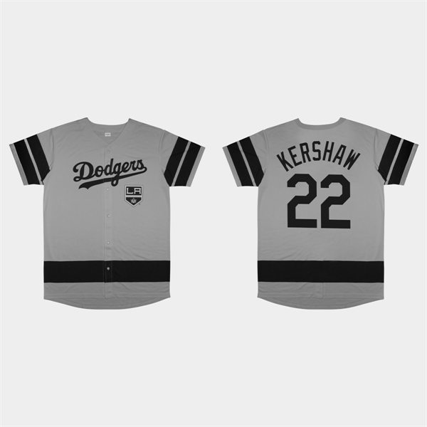 Mens Los Angeles Dodgers #22 Clayton Kershaw Gray 2022 LA Kings Night Jersey