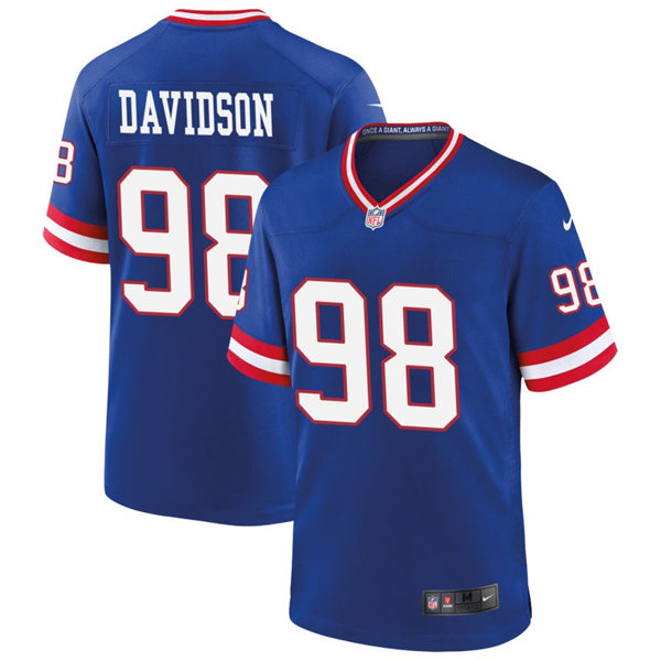 Men's New York Giants #98 D.J. Davidson Nike Royal Classic Limited Jersey
