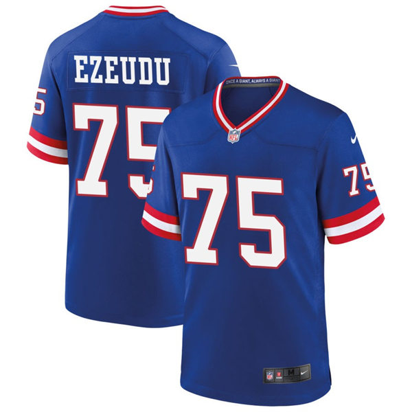 Men's New York Giants #75 Joshua Ezeudu Nike Royal Classic Limited Jersey