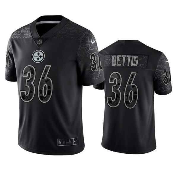 Men's Pittsburgh Steelers #36 Jerome Bettis Black Reflective Limited Jersey