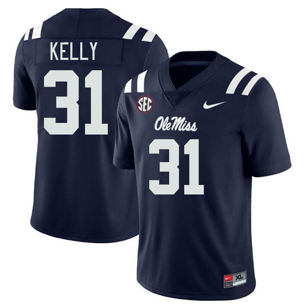 Mens Youth Ole Miss Rebels #31 Torian Kelly 2023 Navy College Football Game Jersey