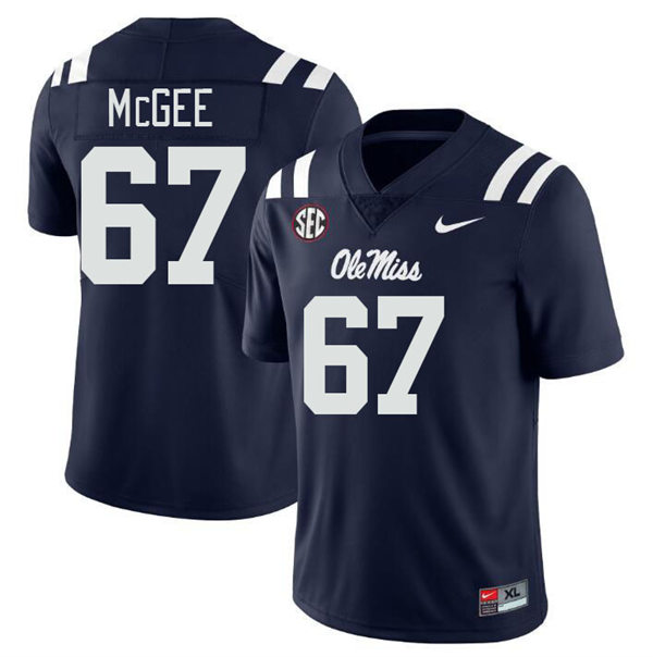 Mens Youth Ole Miss Rebels #67 Quincy McGee 2023 Navy College Football Game Jersey