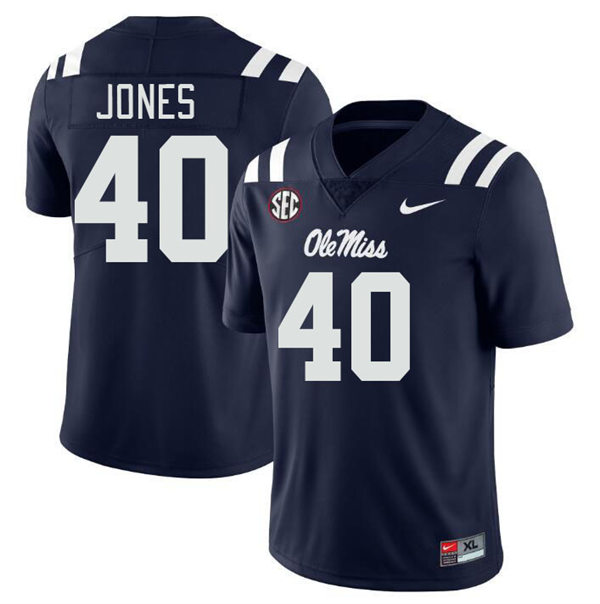 Mens Youth Ole Miss Rebels #40 Matt Jones 2023 Navy College Football Game Jersey