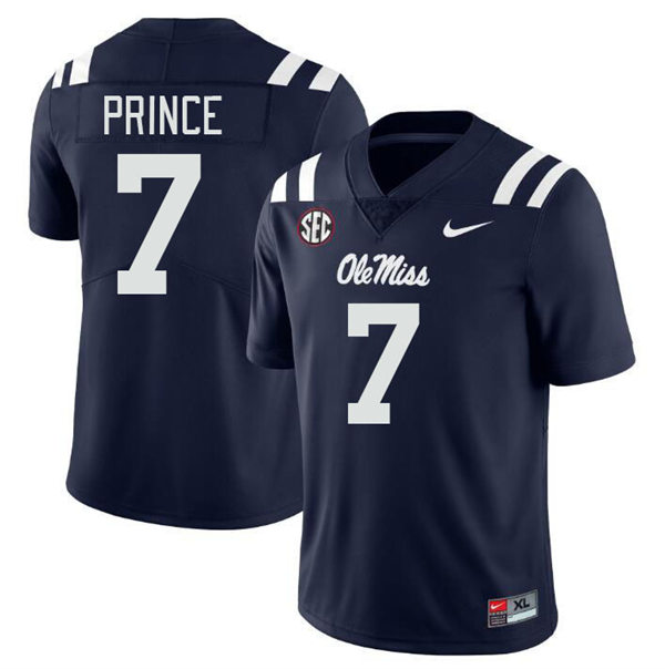Mens Youth Ole Miss Rebels #7 Deantre Prince 2023 Navy College Football Game Jersey