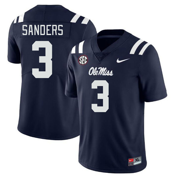 Mens Youth Ole Miss Rebels #3 Spencer Sanders 2023 Navy College Football Game Jersey