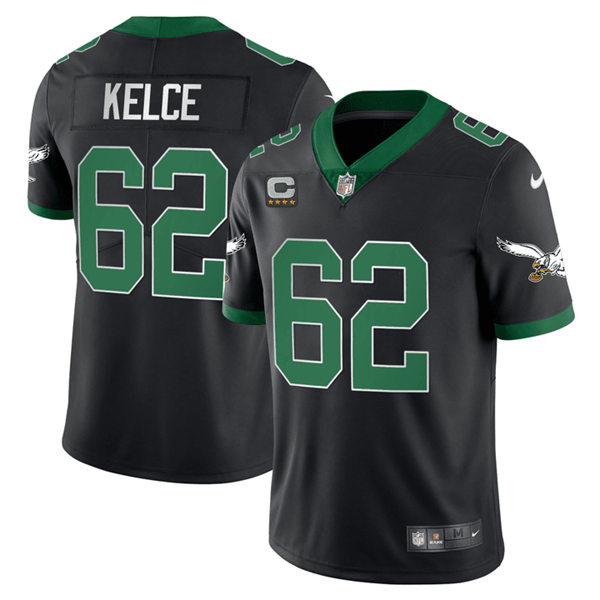 Mens Philadelphia Eagles #62 Jason Kelce 2023 Nike Black 1996 Retro Jersey