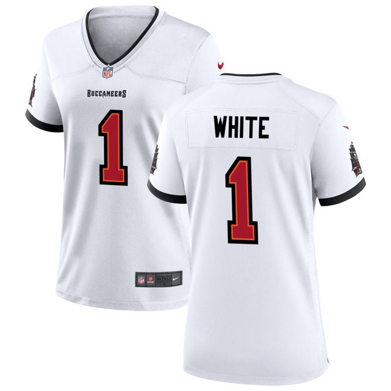 Womens Tampa Bay Buccaneers #1 Rachaad White Nike Away White Limited Player Jersey