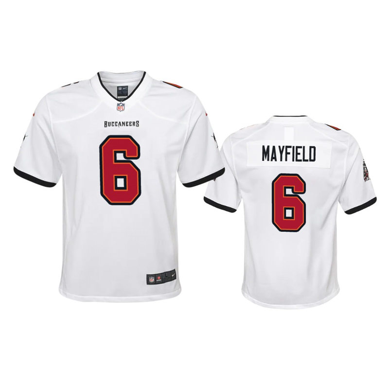 Youth Tampa Bay Buccaneers #6 Baker Mayfield Nike Away White Limited Player Jersey