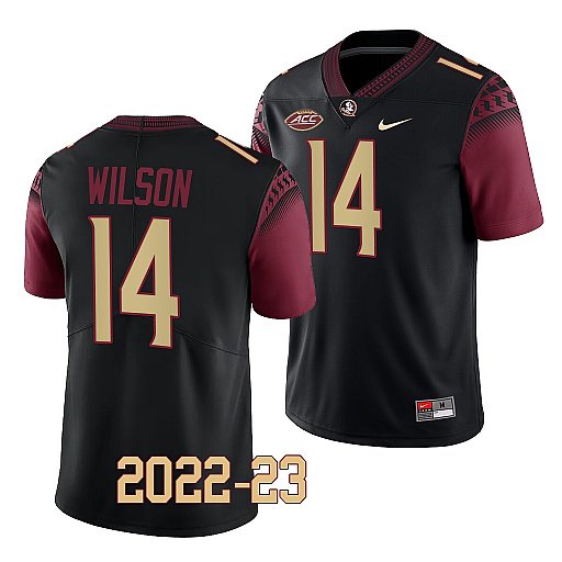 Men's Florida State Seminoles #14 Johnny Wilson Nike 2022 Black College Football Game Jersey