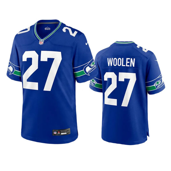 Mens Seattle Seahawks #27 Tariq Woolen Royal 190s Retro F.U.S.E. Limited Jersey