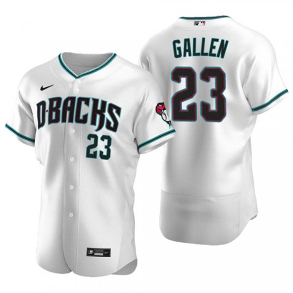 Mens Arizona Diamondbacks #23 Zac Gallen Nike White Teal Alternate Flex Base Jersey