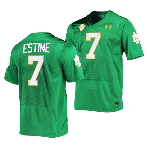 Men's Youth Notre Dame Fighting Irish #7 Audric Estime 2023 Kelly Green with Name College Football Game Jersey