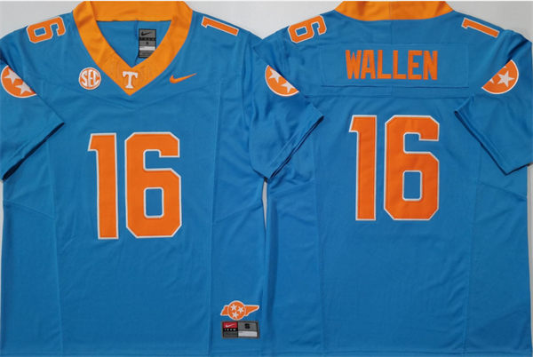 Mens Tennessee Volunteers #16 Morgan Wallen 2024 Blue Limited Football Jersey