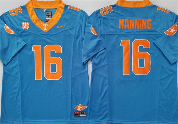 Mens Tennessee Volunteers #16 Peyton Manning 2024 Blue Limited Football Jersey