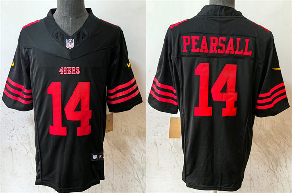 Mens San Francisco 49ers #14 Ricky Pearsall Nike Black Alternate F.U.S.E. Vapor Limited Jersey