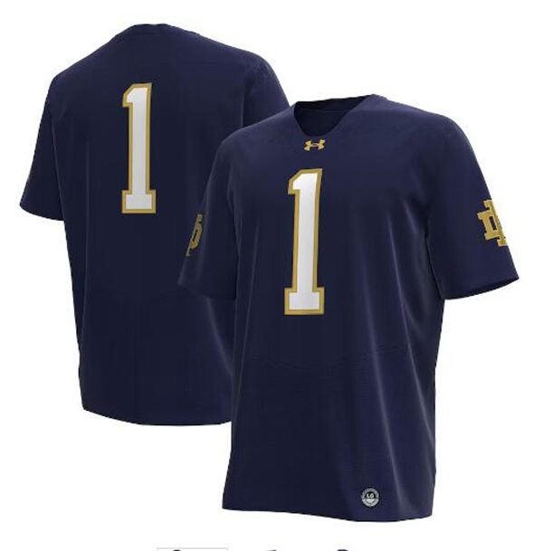 Mens Notre Dame Fighting Irish #1 Jaden Greathouse 2024 Navy Football Game Jersey