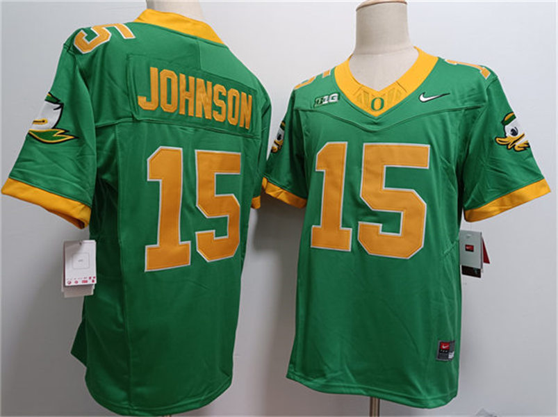 Mens Oregon Ducks #15 Tez Johnson  F.U.S.E. Limmited 2024 GANG GREEN Retro Football Game Jersey