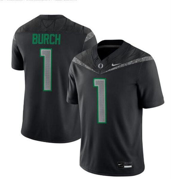 Mens Oregon Ducks #1 Jordan Burch F.U.S.E. Limmited 2024 Black GENERATION O FLY ERA Football Game Jersey