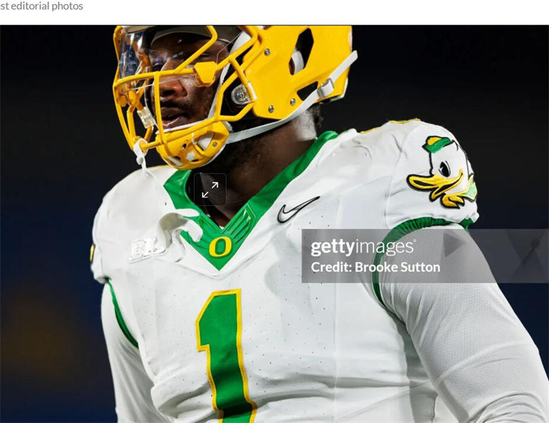 Mens Oregon Ducks #1 Jordan Burch F.U.S.E.Limmited 2024 White MIGHTY OREGON Football Game Jersey