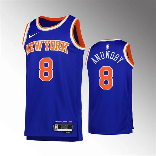 Mens New York Knicks #8 OG Anunoby Icon Edition Swingman Jersey Royal