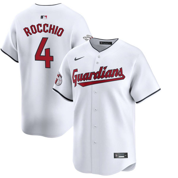 Mens Cleveland Guardians #4 Brayan Rocchio Nike White Home Limited Player Jersey