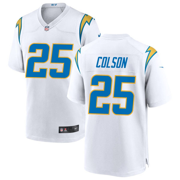 Men's Los Angeles Chargers #25 Junior Colson Nike White Vapor Limited Player Jersey