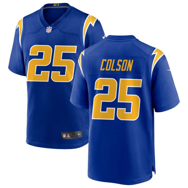 Men's Los Angeles Chargers #25 Junior Colson Nike Royal Gold 2nd Alternate Vapor Limited Jersey