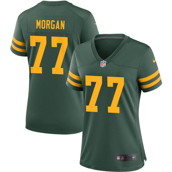 Womens Green Bay Packers #77 Jordan Morgan Nike Green Alternate Retro 1950s Throwback Jersey