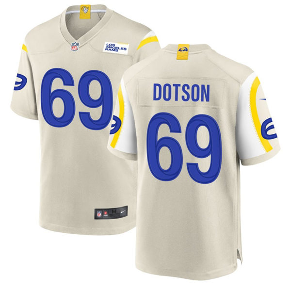 Mens Los Angeles Rams #69  Kevin Dotson  Nike Bone Vapor Untouchable Limited Jersey