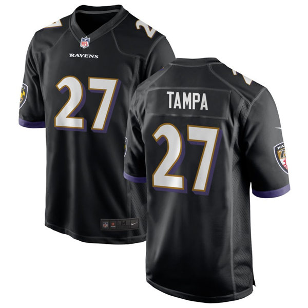 Men's Baltimore Ravens #27 T. J. Tampa Nike Black Alternate Vapor Limited Player Jersey