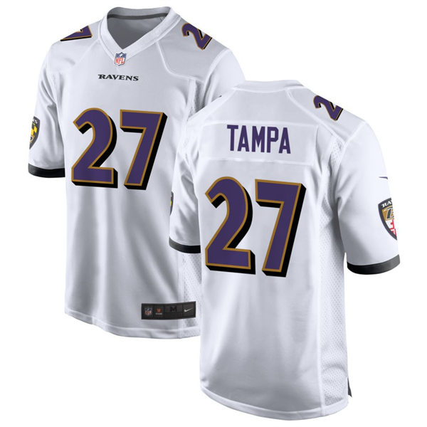 Men's Baltimore Ravens #27 T. J. Tampa Nike White Vapor Limited Player Jersey