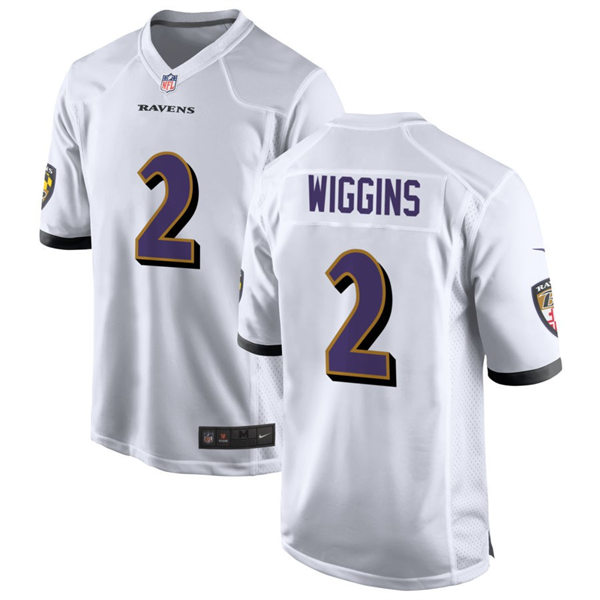 Men's Baltimore Ravens #2 Nate Wiggins Nike White Vapor Limited Player Jersey