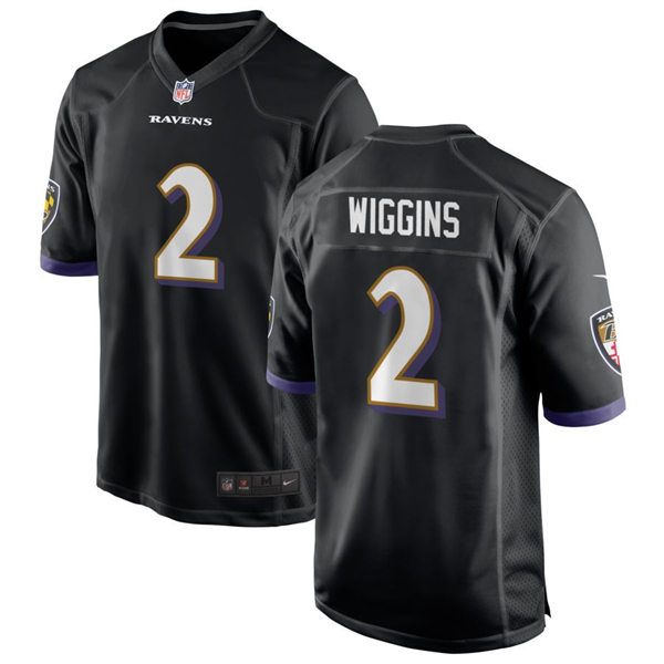 Men's Baltimore Ravens #2 Nate Wiggins Nike Black Alternate Vapor Limited Player Jersey
