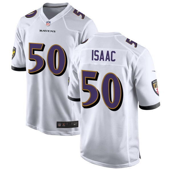Men's Baltimore Ravens #50 Adisa Isaac Nike White Vapor Limited Player Jersey