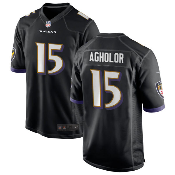 Men's Baltimore Ravens #15 Nelson Agholor Nike Black Alternate Vapor Limited Player Jersey
