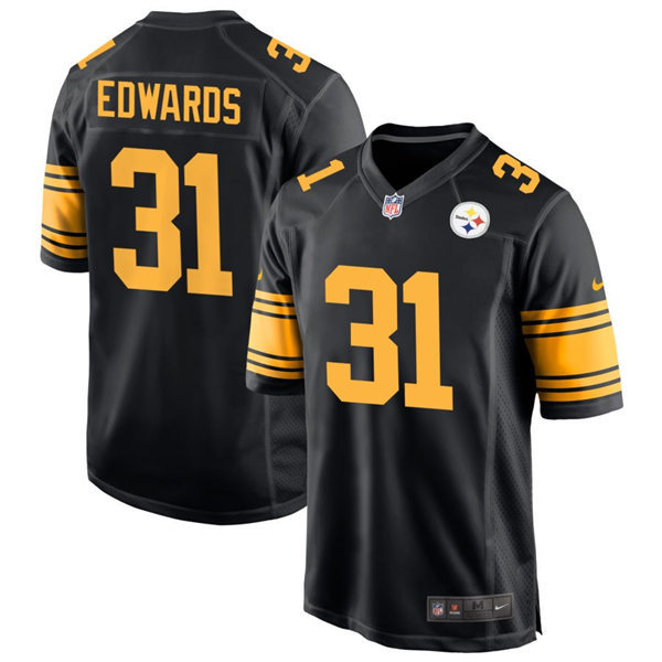 Men's Pittsburgh Steelers #31 Daijun Edwards Nike Black Alternate 2 Vapor F.U.S.E. Limited Jersey