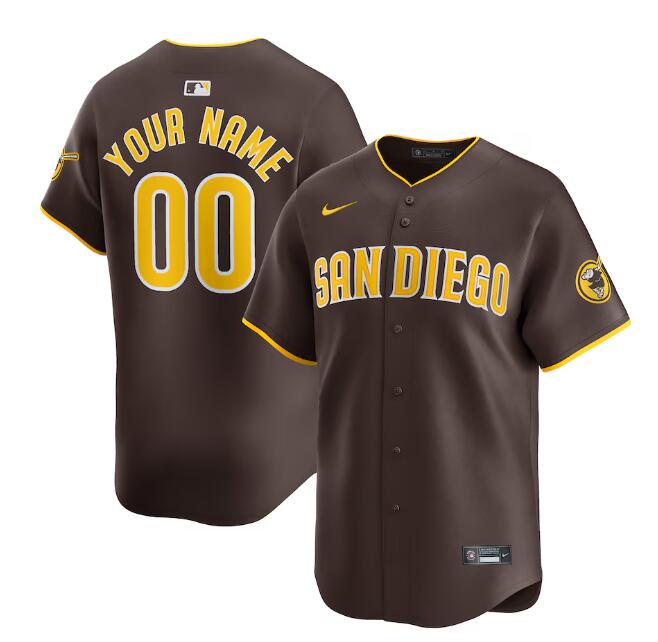 Mens Youth San Diego Padres Custom Nike Brown Away Limited Jersey