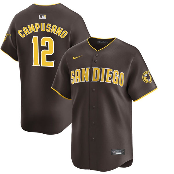 Mens San Diego Padres #12 Luis Campusano Nike Brown Away Limited Jersey