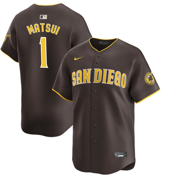 Mens San Diego Padres #1 Yuki Matsui Nike Brown Away Limited Jersey
