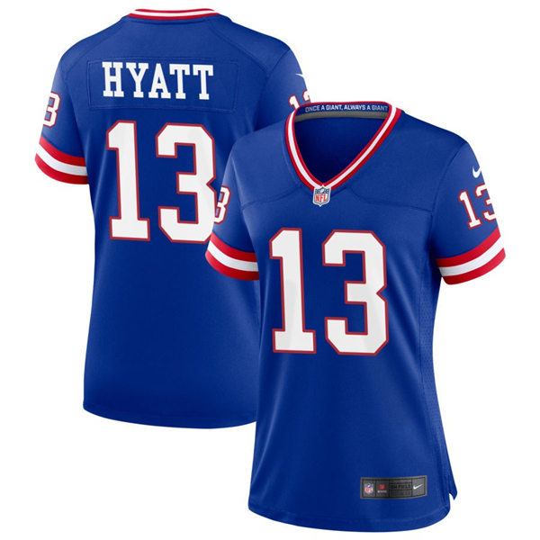 Women's New York Giants #13 Jalin Hyatt Nike Royal Classic Limited Jersey