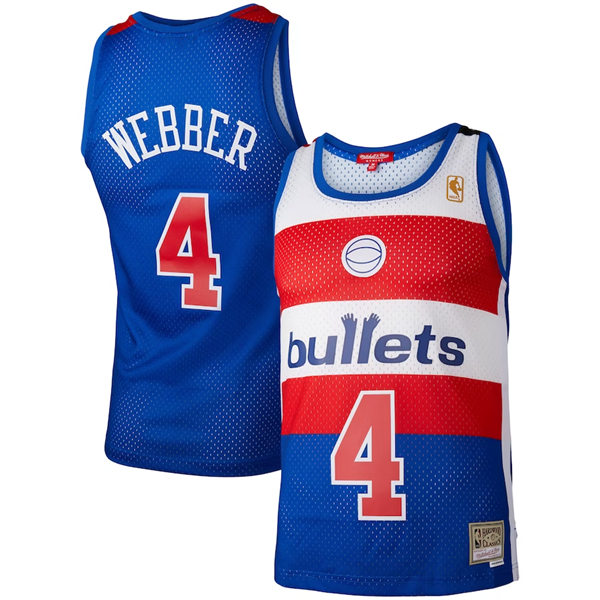 Men's Washington Bullets #4 Chris Webber Blue Washington Bullets Hardwood Classics 1996-97 Swingman Jersey